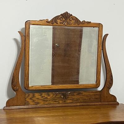 Solid Oak Mirrored Dresser