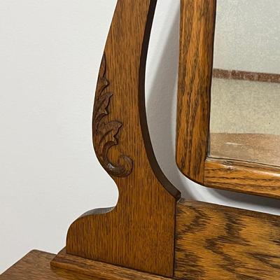 Solid Oak Mirrored Dresser