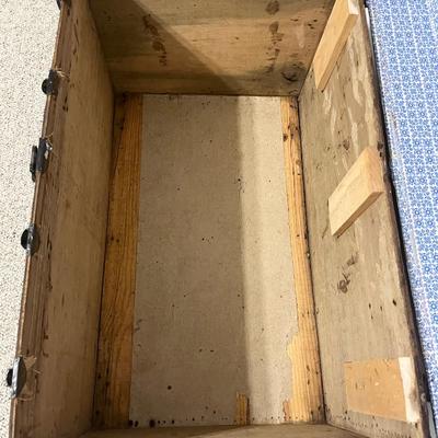 Vtg. Wood & Metal Flat Top Trunk