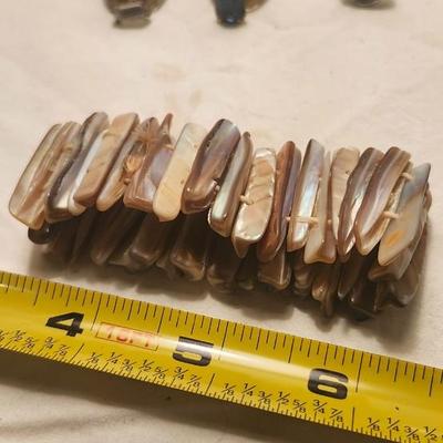 Jewelry lot including Some Vintage Jewelry , Including Natural Color Mother Of Pearl Abalone Seashell Beach Tropical Stretch Bracelet