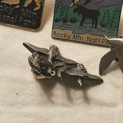Vintage Lapel Pins Lot with Souvenir Enamel Pinbacks Brooch & Kansas pocket watch