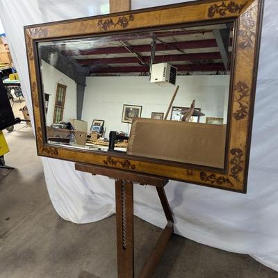Beveled Inlaid Veneer Mirror
