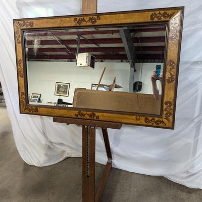 Beveled Inlaid Veneer Mirror