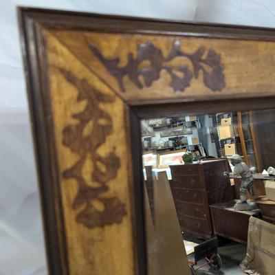 Beveled Inlaid Veneer Mirror
