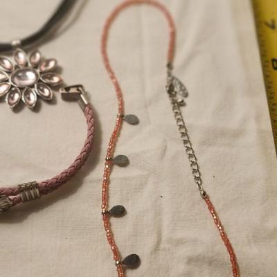Jewelry lot including Some Vintage Jewelry including Pink Fenton ring holder