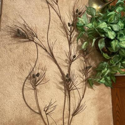 U2-Metal wall art and hanging faux plant