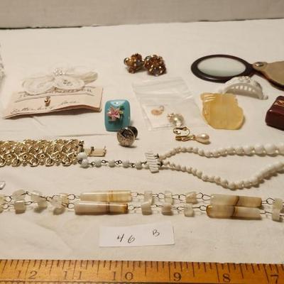 Jewelry lot including Some Vintage Jewelry including studio nova crystal trinket box
