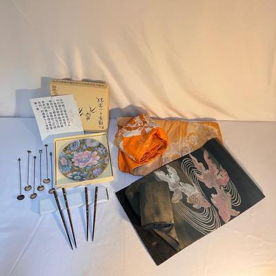 Japanese Kimono Obis with Sterling Silver Stirrers and More (P-DZ)