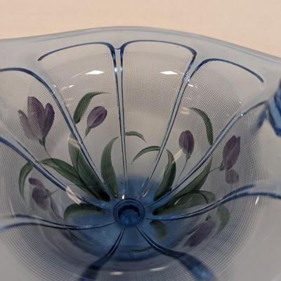 Hand Painted Fenton Twilight Tulips Basket