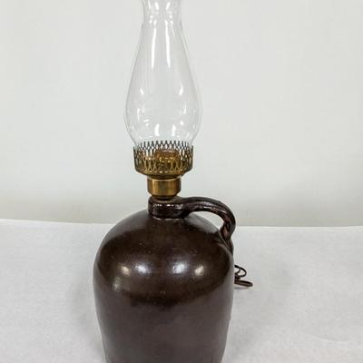 Antique 2 Gallon Beehive Whiskey Stoneware Jug Oil Lamp