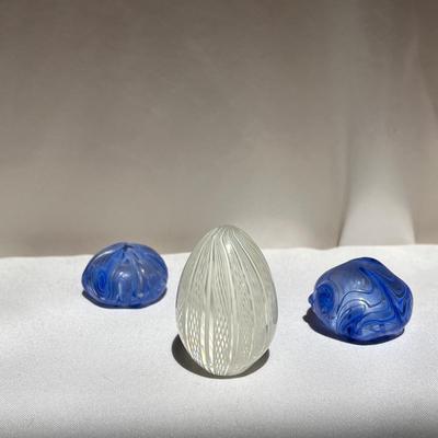 Ronneby Sweden Blue Glass Paperweight, Kosta Boda Paperweight, and More (P-DZ)