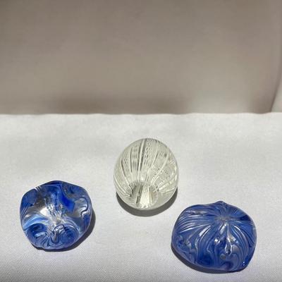 Ronneby Sweden Blue Glass Paperweight, Kosta Boda Paperweight, and More (P-DZ)