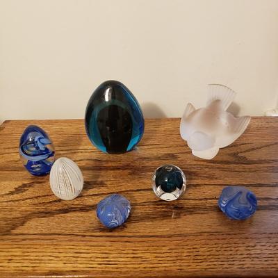 Ronneby Sweden Blue Glass Paperweight, Kosta Boda Paperweight, and More (P-DZ)