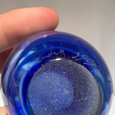 Ronneby Sweden Blue Glass Paperweight, Kosta Boda Paperweight, and More (P-DZ)
