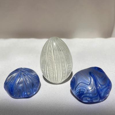 Ronneby Sweden Blue Glass Paperweight, Kosta Boda Paperweight, and More (P-DZ)