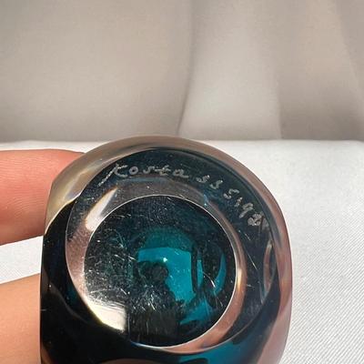 Ronneby Sweden Blue Glass Paperweight, Kosta Boda Paperweight, and More (P-DZ)