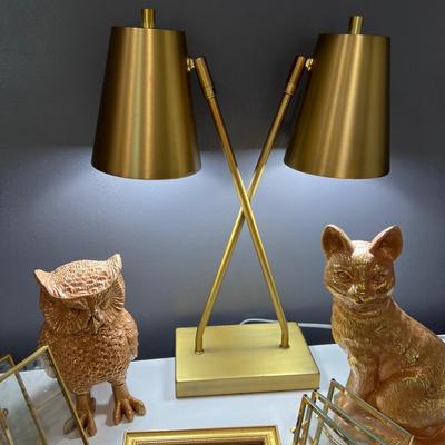 Mixed Decor Lot - Lamp, Frames, Art, Figurines
