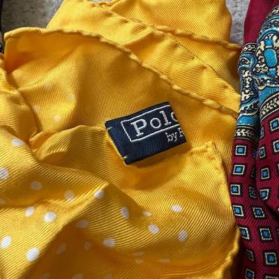Lot of 9 Designer Silk Men's Pocket Squares - Polo Ralph Lauren, Ashear
