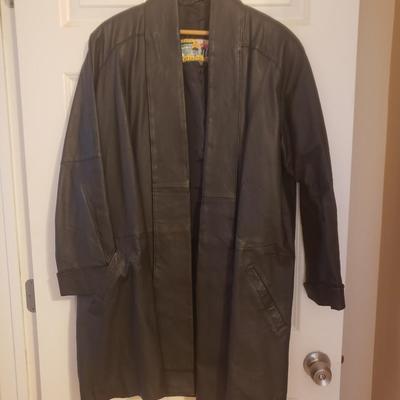 Vintage Atlantic Beach black leather Coat