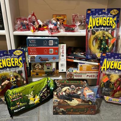 Figurines, Pokemon Cards, Puzzles, Game Lot