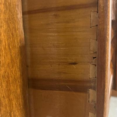 Vtg. Solid Wood Shutter Style Door Dresser
