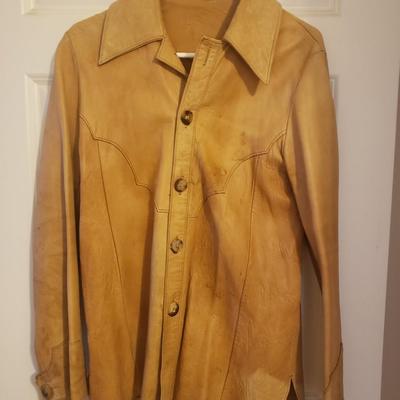 Vintage Leather Shirt Jacket