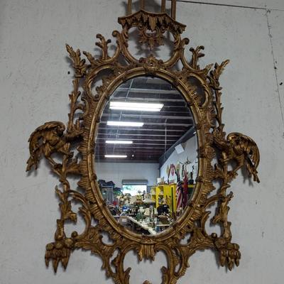 George III Style Mirror Oval Scrolled Frame Flanked By Eagles