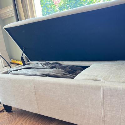 Fabric Storage Ottoman Bench 49" Long