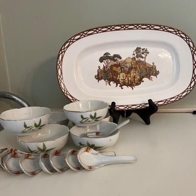 Discontinued Lenox Mosaico d'Italia Collection Tray/Platter + Spoons, Bowls