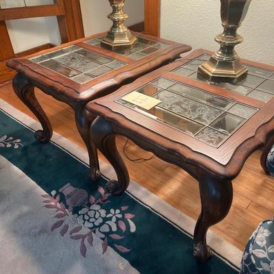 L2-pair of glass top end tables only