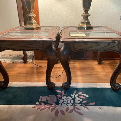 L2-pair of glass top end tables only