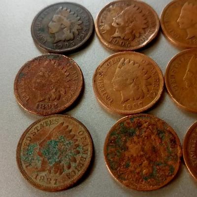 LOT 101 LOT OF 9 INDIAN HEAD PENNIES