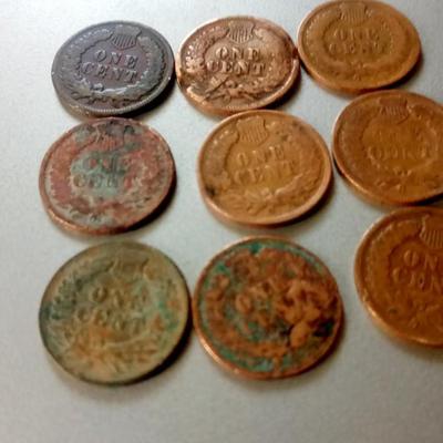 LOT 101 LOT OF 9 INDIAN HEAD PENNIES