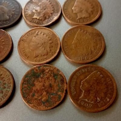 LOT 101 LOT OF 9 INDIAN HEAD PENNIES