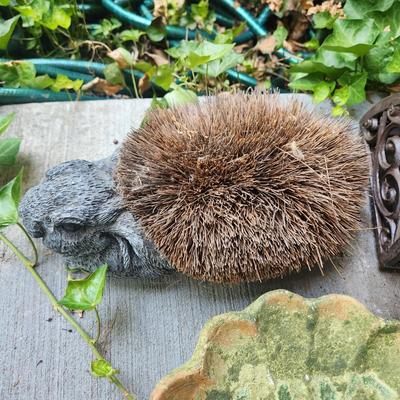 Lot of Yard Art & Boot Shoe Brushes Bird Bath Candle Holder