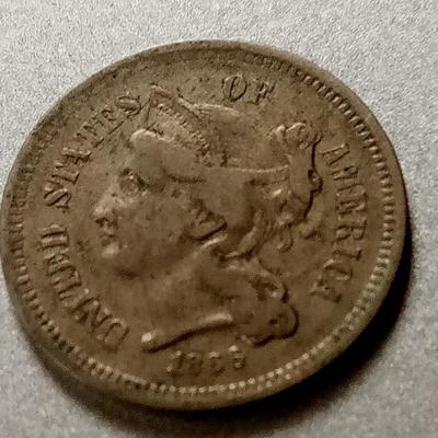 LOT 102 1866 3 CENT COIN