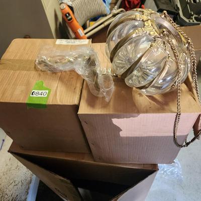 Vintage Pair Bombay Caged Glass Hanging Sconce NIB