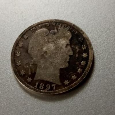 LOT 104 EARLY SILVER BARBER QUARTER