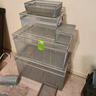 Wire Mesh office Storage organizers Many nesting