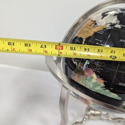 World Globe Black Onyx Silver Base