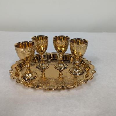 Vintage Cordial Mini Goblets With Tray