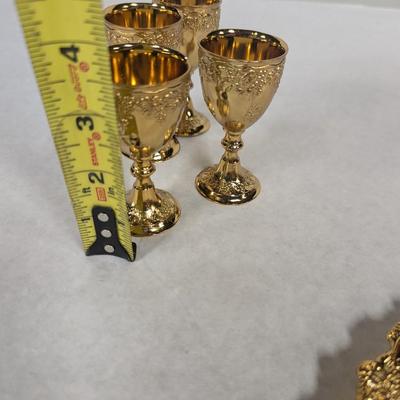 Vintage Cordial Mini Goblets With Tray