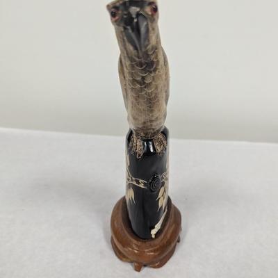 Genuine Hand Carved Buffalo Horn Parrot