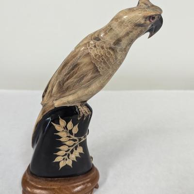 Genuine Hand Carved Buffalo Horn Parrot
