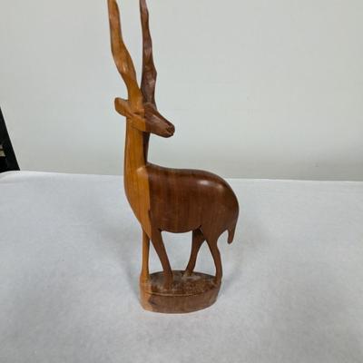 Hand Carved Wooden Antelope