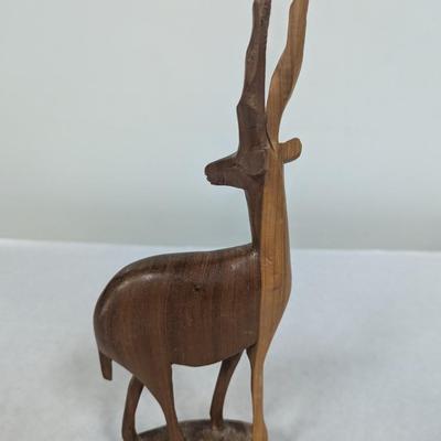 Hand Carved Wooden Antelope