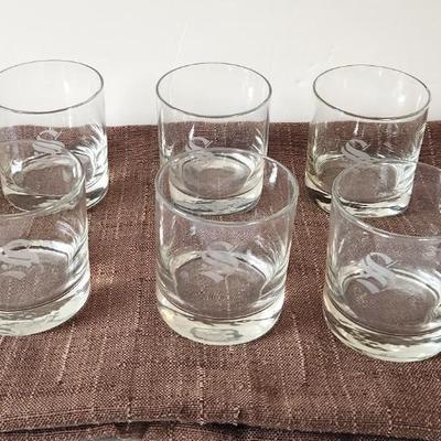 Lot #96 Lot of 8 Vintage Rocks Glasses - Barware - Initial "S"