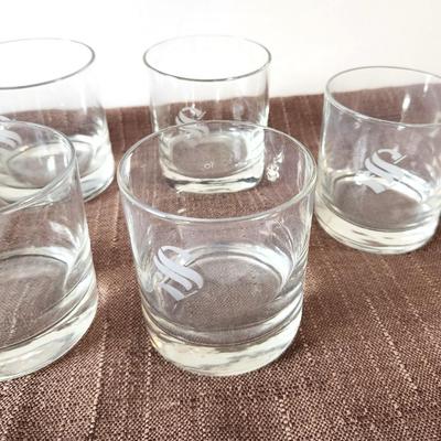 Lot #96 Lot of 8 Vintage Rocks Glasses - Barware - Initial "S"