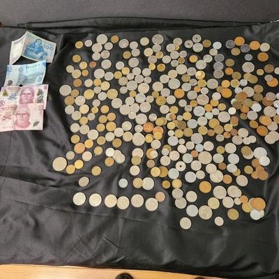 Large Mixed lot of Foreign Country Coins & currency