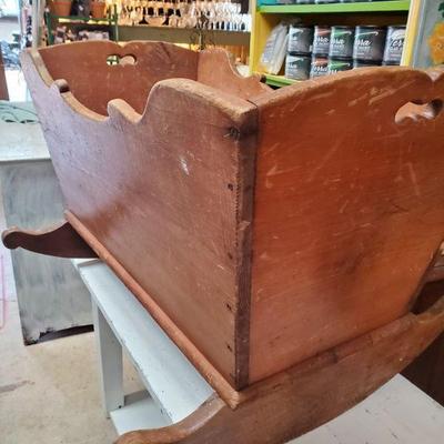 wooden antique cradle 